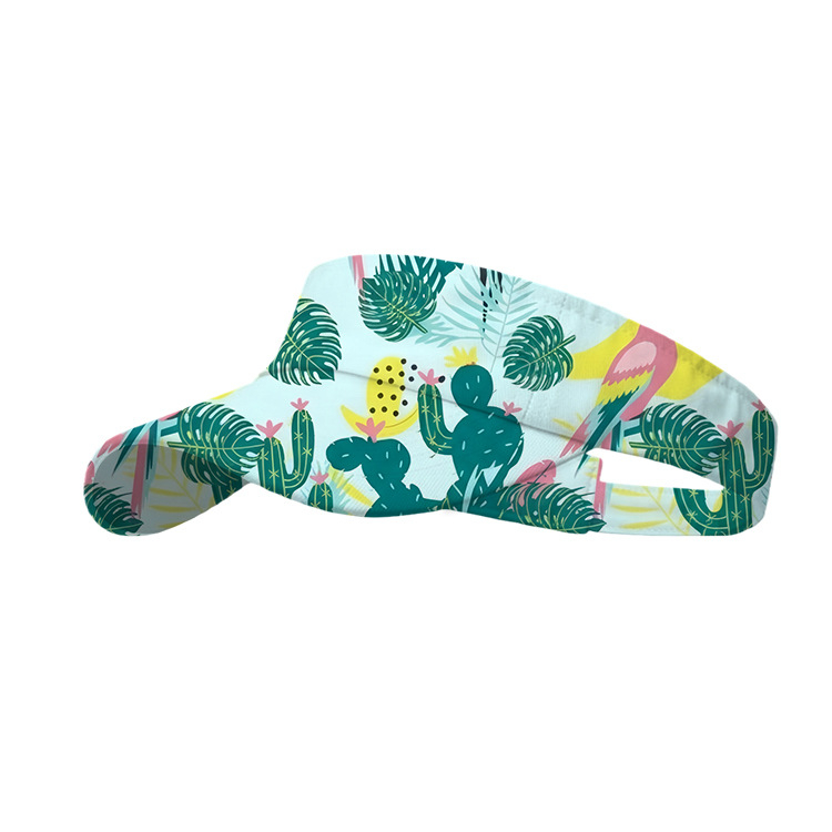 Tropical Cactus Parrot Print Sun Visor Hat,Full Sublimation Printed Ponytail‑Friendly Empty‑Top Visor - 图片 5