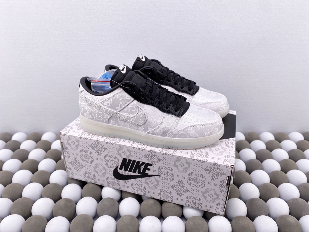High-Quality Version Fragment Design × CLOT × Nike Dunk Low “White Silk”