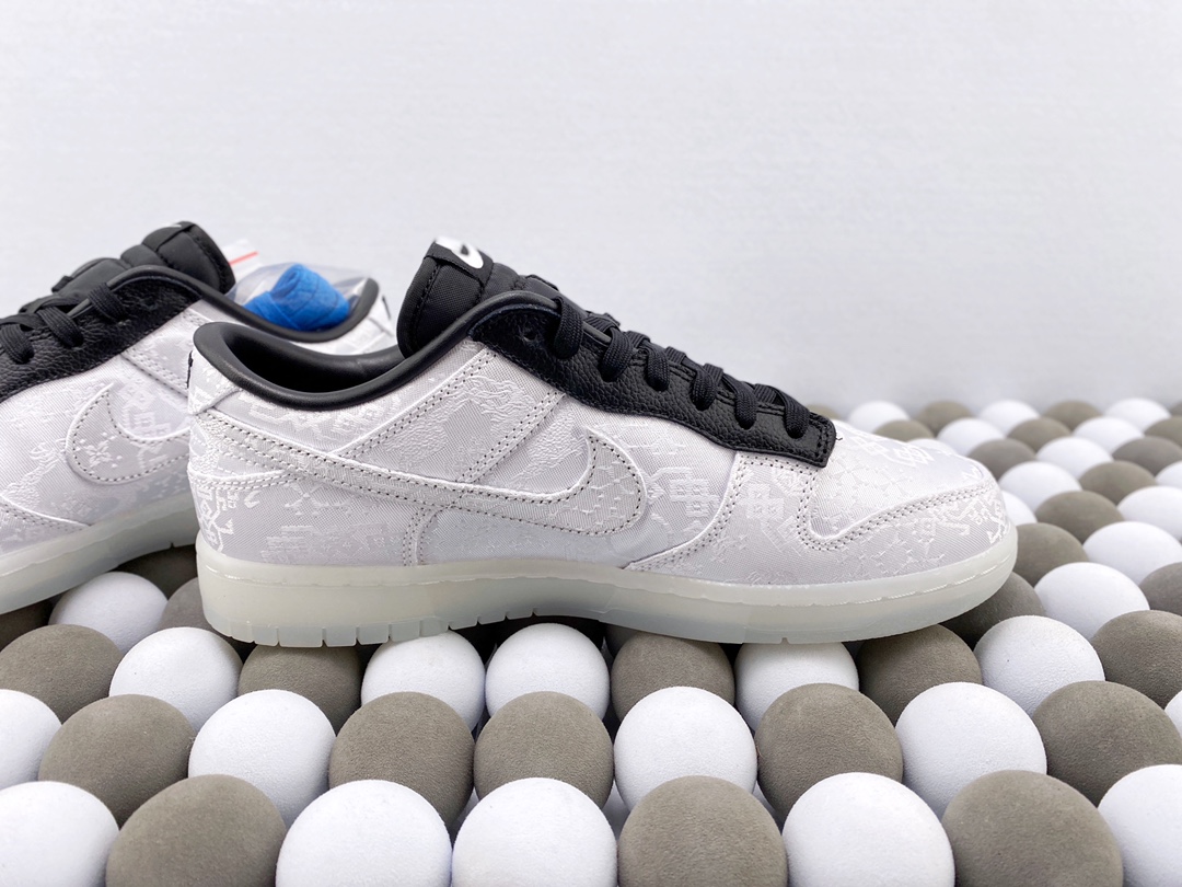 High-Quality Version Fragment Design × CLOT × Nike Dunk Low “White Silk” - 图片 5