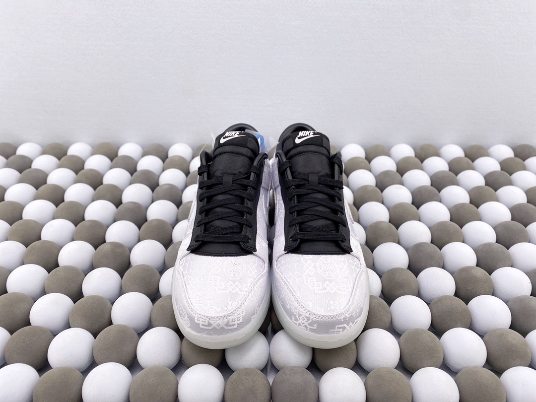 High-Quality Version Fragment Design × CLOT × Nike Dunk Low “White Silk” - 图片 2