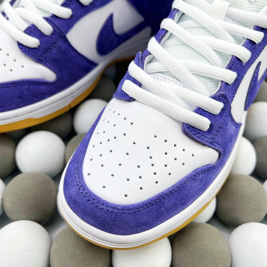 High-Quality Version Nike Dunk Low White/Purple Suede – Premium Low-Top Casual Sneakers - 图片 8