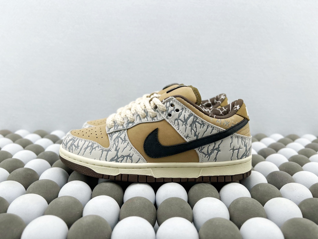High-Quality Version Travis Scott x Nike SB Dunk Low “Cactus Jack” Paisley – Premium Limited-Edition Low-Top Sneakers - 图片 5