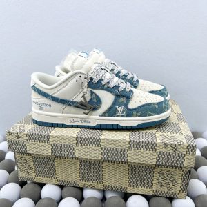High-Quality Version Custom Nike Dunk Low "1V" White/Blue Denim